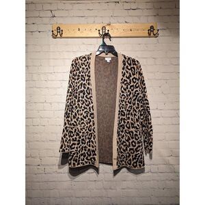J. Crew soft no closure animal print cardigan all